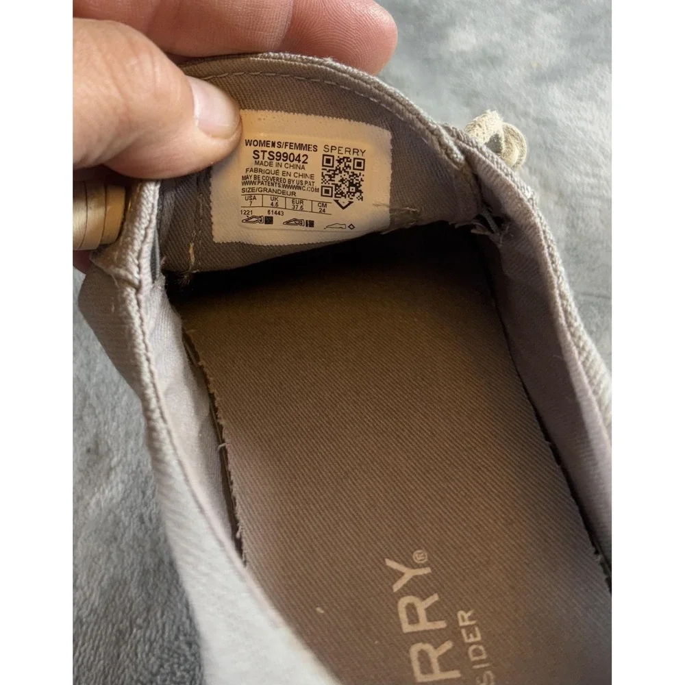 Sperry Shoes Womens Size 7 Gray Canvas Memory Foam Top-Sider Casual STS99042